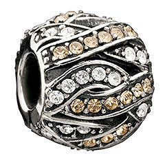 Sterling Silver w Stone - Entwined Jewels - Clear & Champagne Swarovski