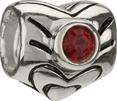 Sterling Silver w Stone - Heart - January Birthstone Swarovski