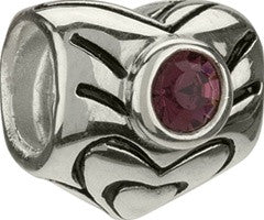 Sterling Silver w Stone - Heart - February Birthstone Swarovski