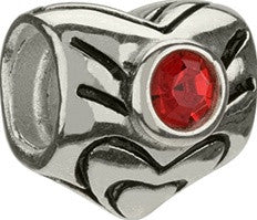 Sterling Silver w Stone - Heart - July Birthstone Swarovski