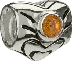 Sterling Silver w Stone - Heart - November Birthstone Swarovski