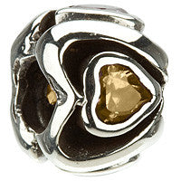 Sterling Silver w Stone - Mother's Heart - Light Brown CZ