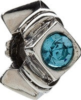 Sterling Silver w Stone - Diamond Shape - Aqua CZ