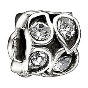 Sterling Silver w Stone - Paisley Sparkle - Clear Swarovski