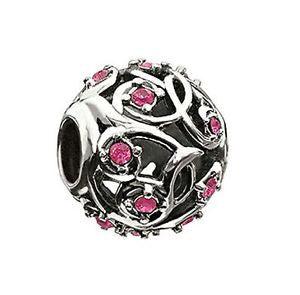 Sterling Silver w Stone - Leaves and Vines - Fuchsia Swarovski