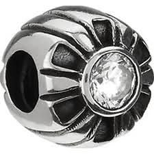 Sterling Silver w Stone - Flower Gem - Clear CZ