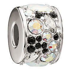 Sterling Silver w Stone - Mosaic - Black and White Swarovski