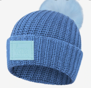 Soft Blue Monochrome Pom Beanie (Light Blue Pom)