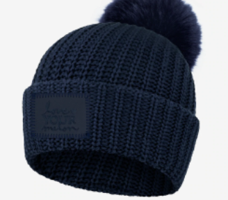 Navy Monochrome Pom Hat-Navy Pom