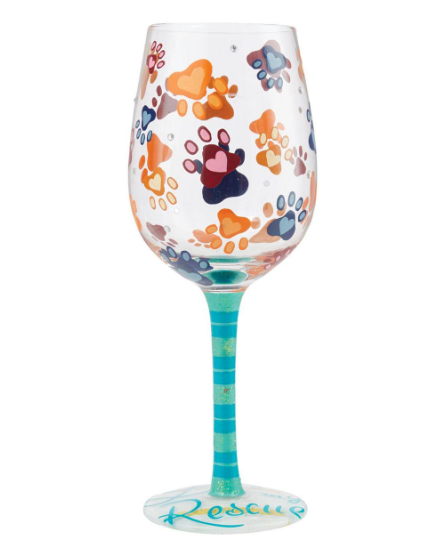 Love My Rescue Wine Glass
