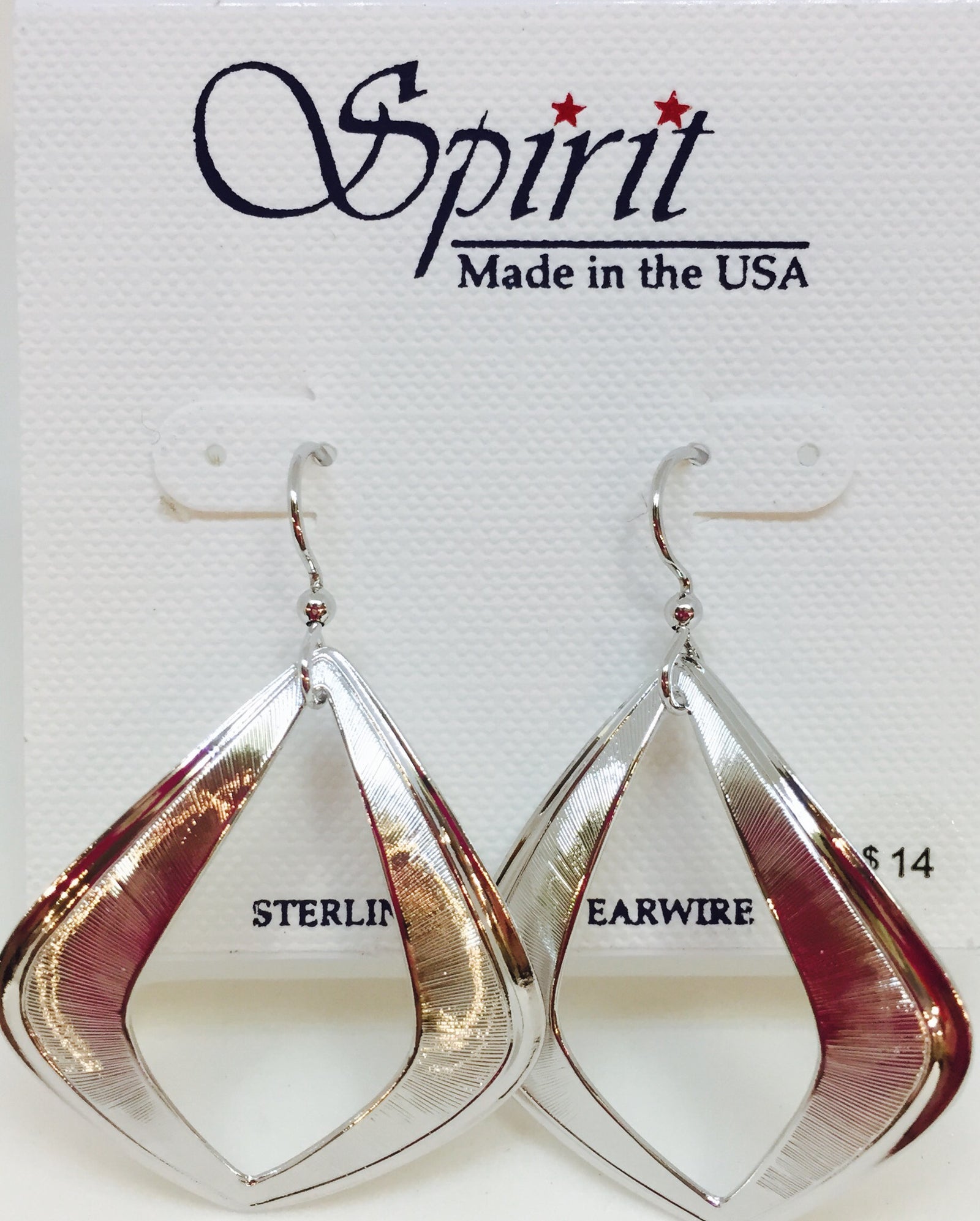 Large Open Embosed Diamond Drop Earring