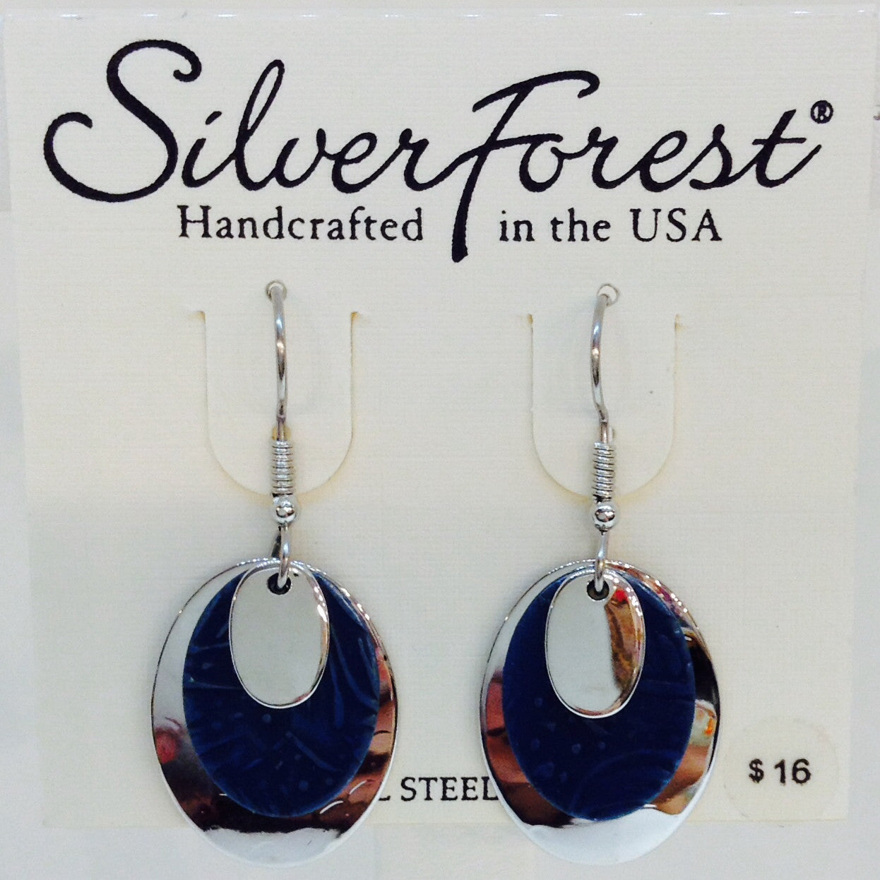 Silver And Blue Layered Ovals