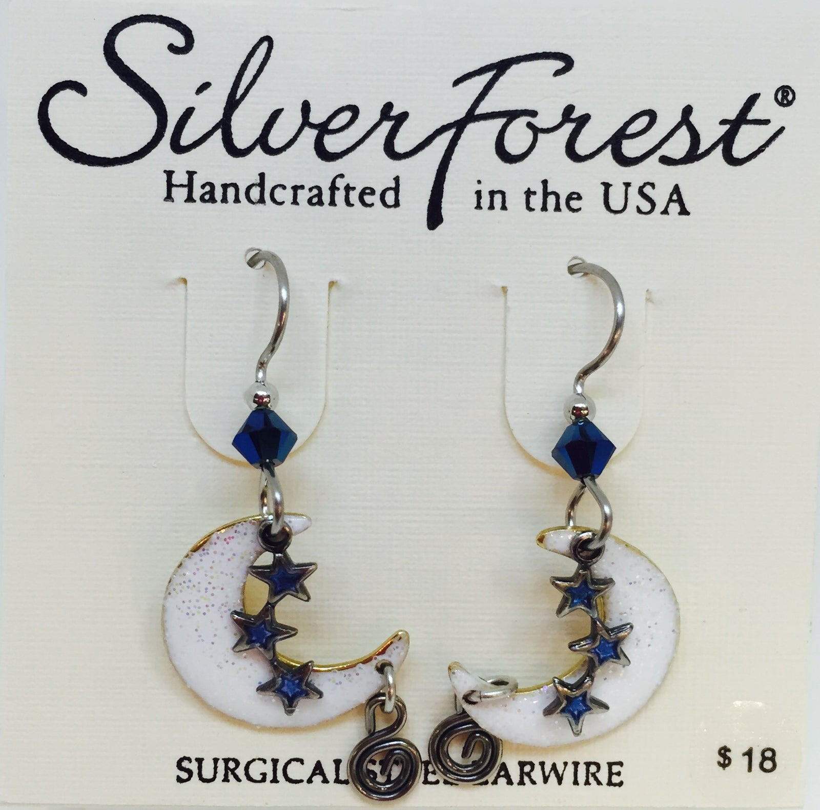 White Crescent with Star Earring