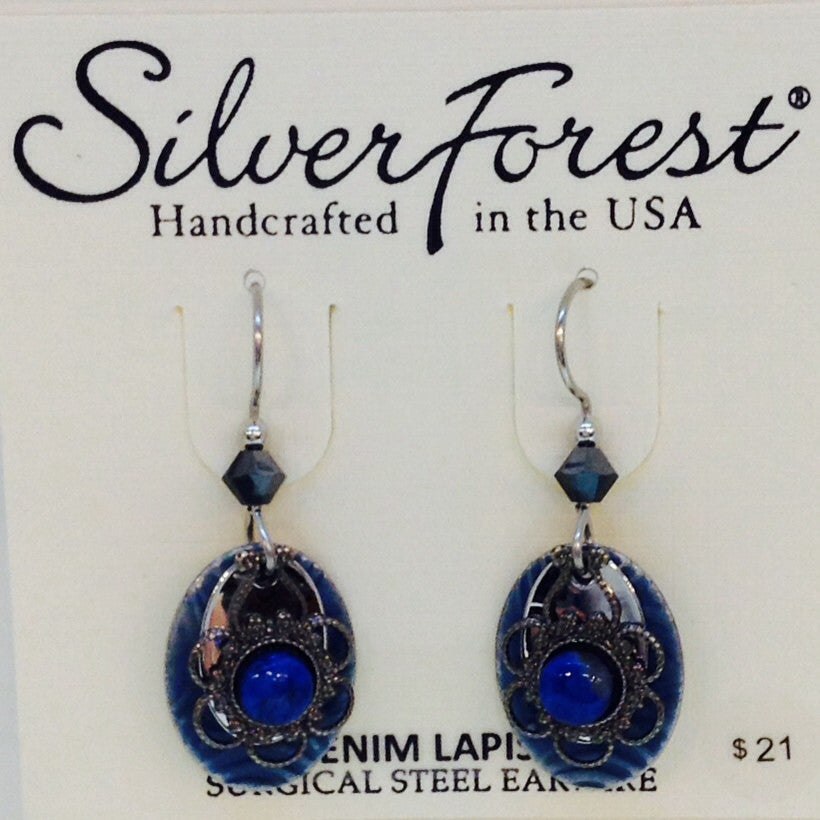 Silver Filigree With Denim Lapis