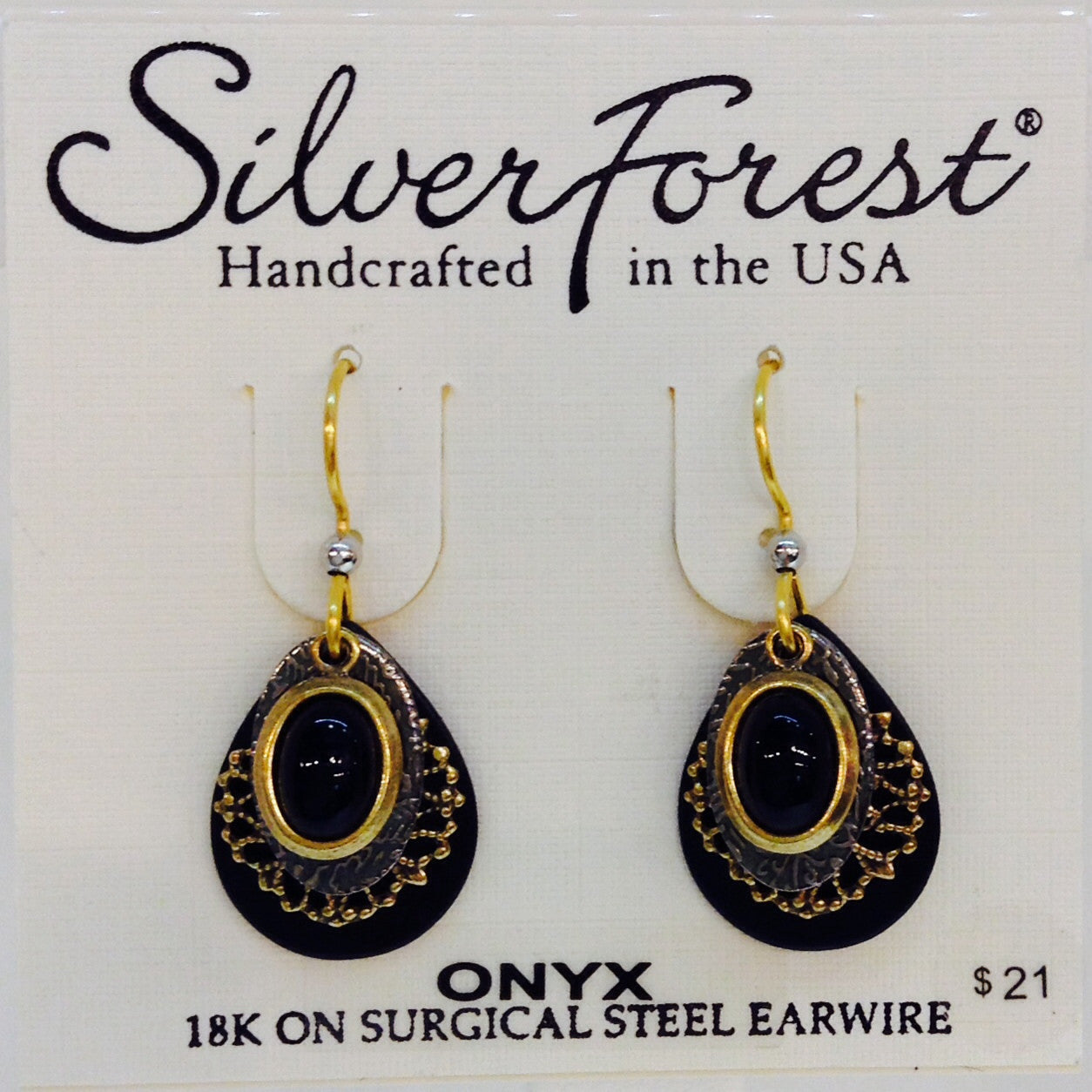 Black Layered Teardrop With Stone