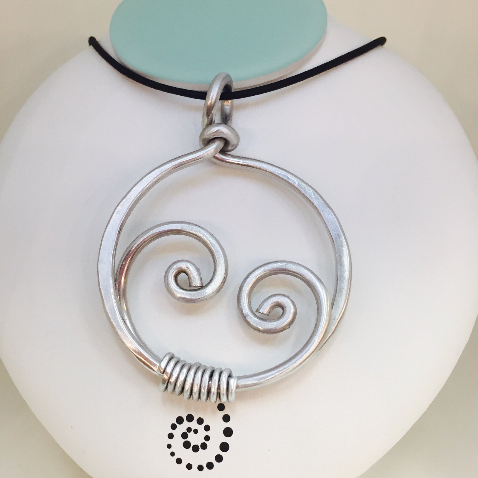 Mother and Child Necklace with Black Leather