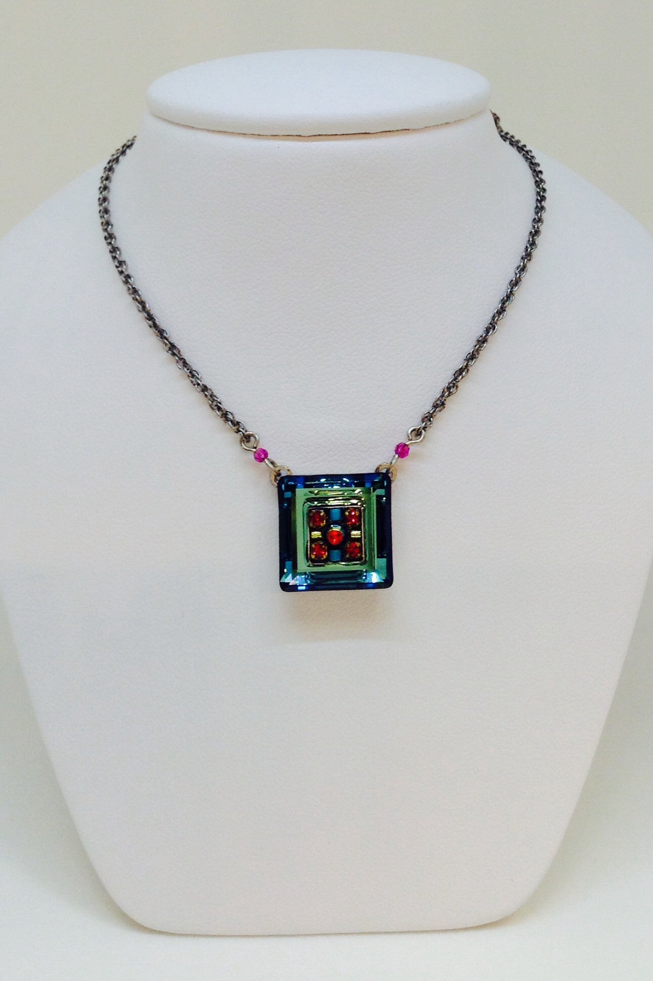 La Dolce Vita Mosaic Square Pendent-Multi Color