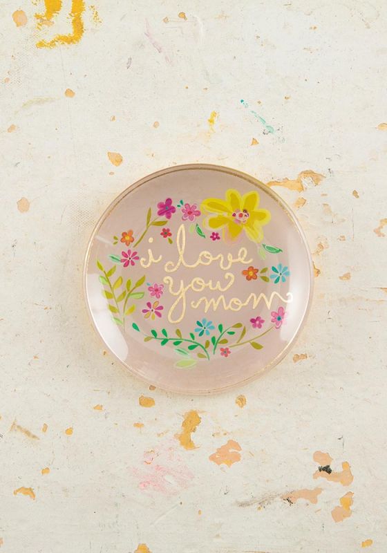 Glass Tray-Round I Love You Mom
