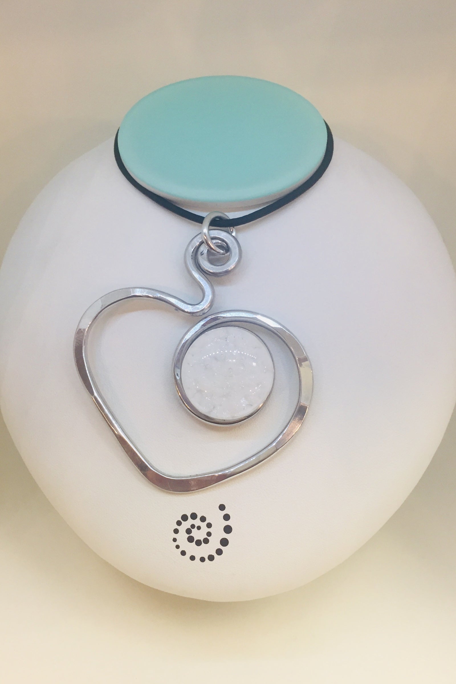 Open Heart Necklace with White Stone