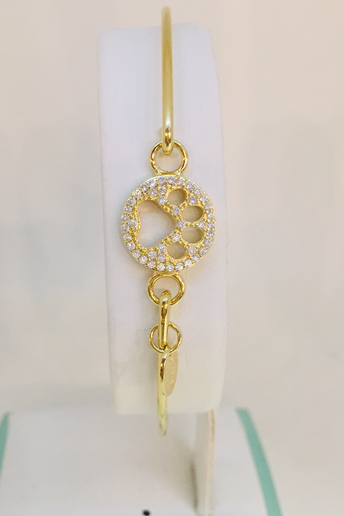 Pave' Icon Bracelet-Gold Paw Print