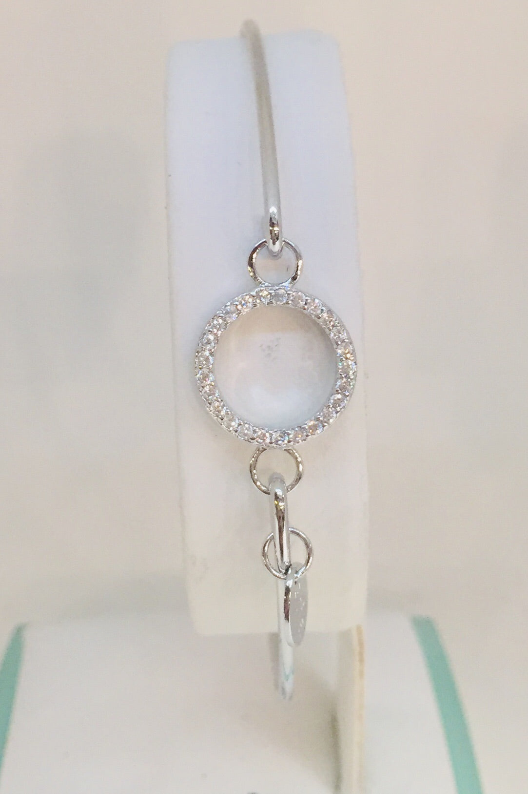 Pave' Icon Bracelet-Silver Circle