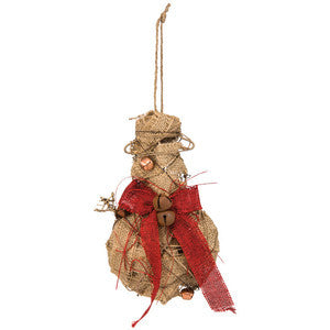 Burlap Snowman Ornament