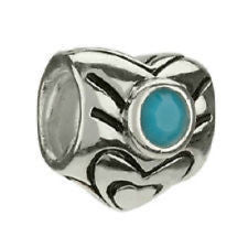 Sterling Silver w Stone - Heart - December Birthstone Turquoise